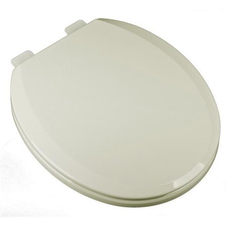 PLUMBING TECHNOLOGIES Plumbing Technologies 2F1R7-02 Deluxe Slow Close Plastic Round Front Toilet Seat; Biscuit & Linen 2F1R7-02